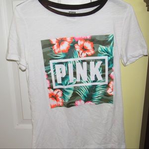 PINK White and Floral Tee Shirt